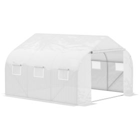 Outsunny 11.5' x 10' x 6.5' Outdoor Walk-in Greenhouse, Tunnel Green House with Roll-up Windows, Zippered Door, PE Cover, Heavy Duty Steel Frame