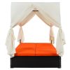 U_STYLE Outdoor Patio Wicker Sunbed Daybed with Cushions, Adjustable Seats