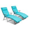 Adjustable Outdoor Lightweight Folding Chaise Lounge Chair with Pillow