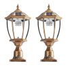 Retro gold Solar Column Headlights With Dimmable LED(2 pack)