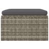 Patio Footrest with Cushion Gray 21.7"x21.7"x11.8" Poly Rattan