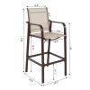 2pcs Wrought Iron Brown Frame Beige Cloth Surface Garden Bar Chair RT