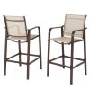 2pcs Wrought Iron Brown Frame Beige Cloth Surface Garden Bar Chair RT