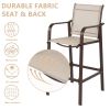 2pcs Wrought Iron Brown Frame Beige Cloth Surface Garden Bar Chair RT