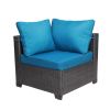 Outdoor Garden Patio Furniture 7-Piece PE Rattan Wicker Cushioned Sofa Sets and Coffee Table