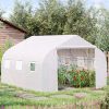 Outsunny 11.5' x 10' x 6.5' Outdoor Walk-in Greenhouse, Tunnel Green House with Roll-up Windows, Zippered Door, PE Cover, Heavy Duty Steel Frame