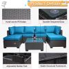 Outdoor Garden Patio Furniture 7-Piece PE Rattan Wicker Cushioned Sofa Sets and Coffee Table