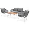 K&K 4-Piece Boho Rope Patio Furniture Set, Outdoor Furniture with Acacia Wood Table
