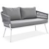 K&K 4-Piece Boho Rope Patio Furniture Set, Outdoor Furniture with Acacia Wood Table