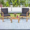 3-in-1 Acacia Wood Loveseat with Separable Coffee Table