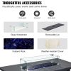 VEVOR Gas Fire Pit Table, 43 In 50000 BTU, Propane Outdoor Wicker Patio fire Pits with Carbon Steel Tabletop, Lava Rock, Glass Wind Guard, Cover