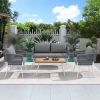 K&K 4-Piece Boho Rope Patio Furniture Set, Outdoor Furniture with Acacia Wood Table