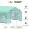 Outsunny 12' x 10' x 7' Outdoor Walk-in Greenhouse, Tunnel Green House with Roll-up Windows, Zippered Door, PE Cover, Heavy Duty Steel Frame, Green