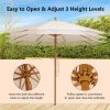 10 Feet Patio Umbrella with 8 Wooden Ribs and 3 Adjustable Heights