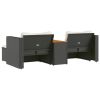 5 Piece Patio Sofa Set with Cushions Black Poly Rattan Acacia