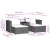 5 Piece Patio Sofa Set with Cushions Black Poly Rattan Acacia