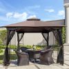 10x10 Outdoor Patio Gazebo Canopy Tent With Ventilated Double Roof And Mosquito net(Detachable Mesh Screen On All Sides),Suitable for Lawn, Garden