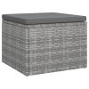 3-Seater Patio Sofa with Roof and Footstool Gray Poly Rattan