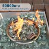 Direct Wicker 7 PCS Patio Conversational Sofa Set With Gas Firepit and Ice Container Dining Table