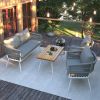 K&K 4-Piece Boho Rope Patio Furniture Set, Outdoor Furniture with Acacia Wood Table