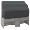 3-Seater Patio Sofa with Roof and Footstool Gray Poly Rattan