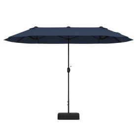 13 Feet Double-Sided Patio Twin Table Umbrella with Crank Handle (Color: Navy)